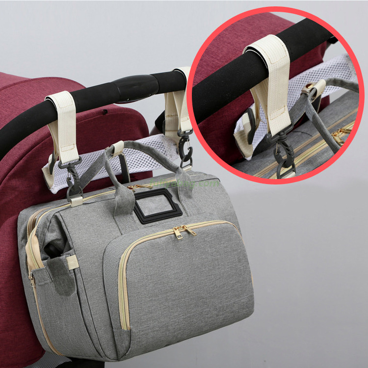 Luxury Big Capacity Foldable Diaper Bags Mummy Baby Bag Tote Travel 3 in 1 Portable Diaper Bag with Bassinet