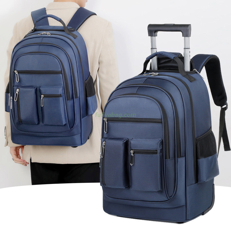 Custom Trolley Luggage Wheeled Rolling Business Travel Boarding Backpacks 2 Wheels Student Laptop Backpack