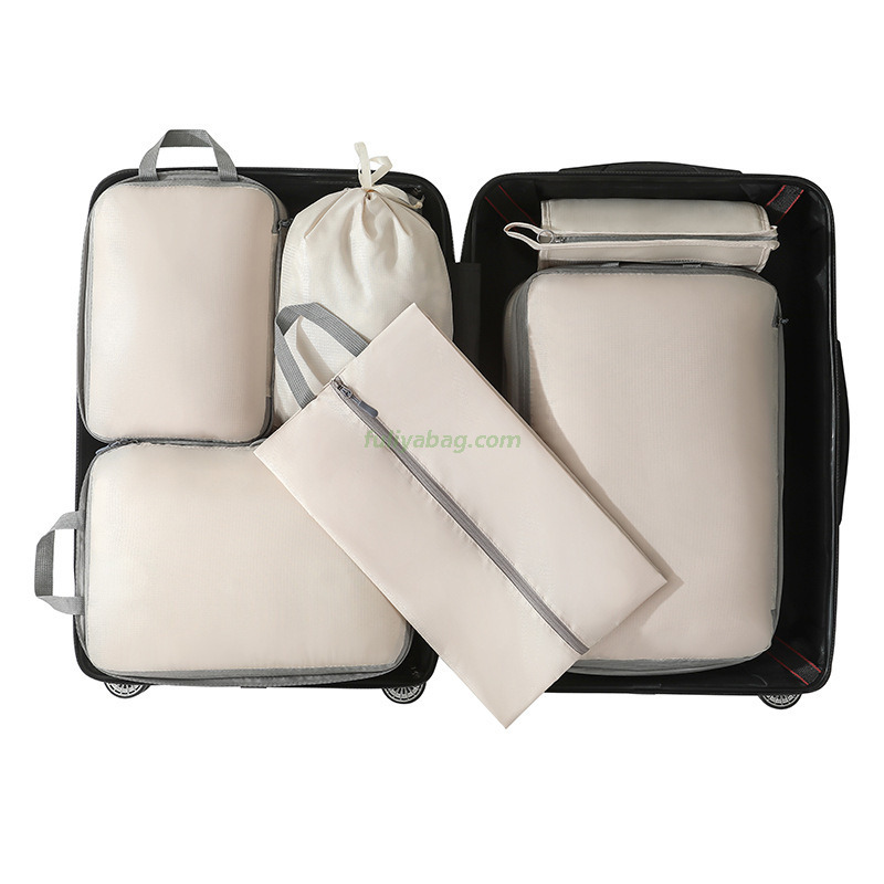 Reusable Oxford Suitcase Organizer Bag 6-Piece Portable Travel Compression Cubes Storage Bag for Clothes Shoes Cosmetic