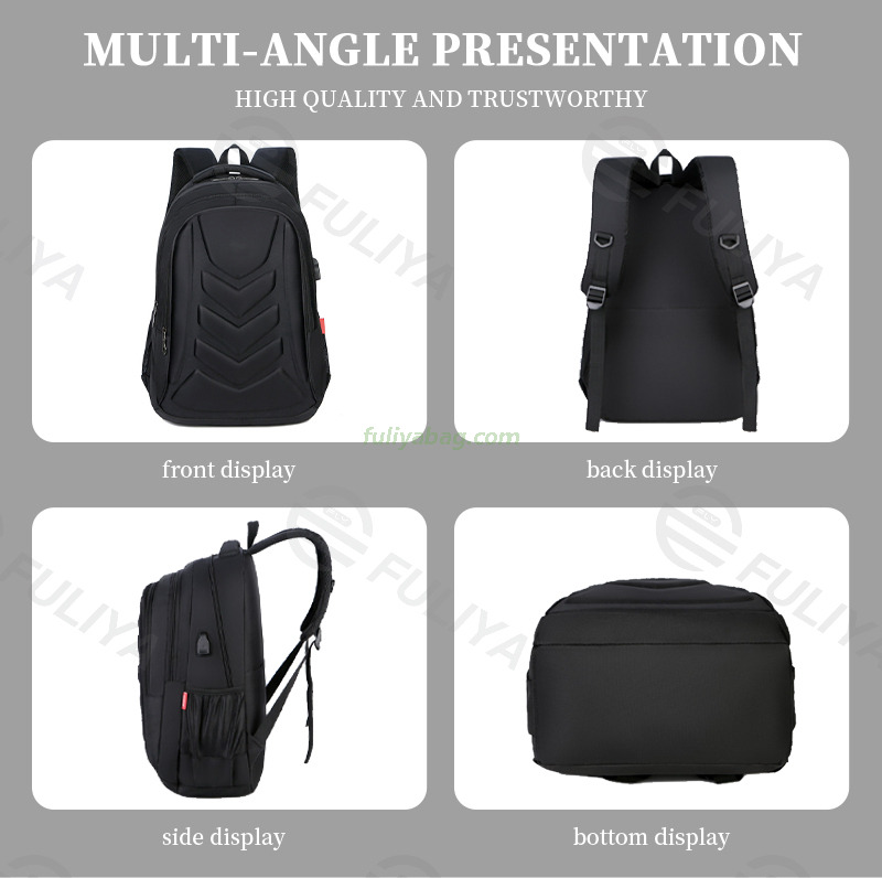 Factory Direct USB 17 inch EVA Polyester Fabric Custom Logo Shaped Business Laptop Backpack Bagpack Bag for Men
