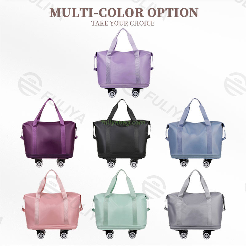 Waterproof Gym Sport Duffel Fitness Handbag Custom Women Man Expandable Trolley Travel Tote Bag with Wheel