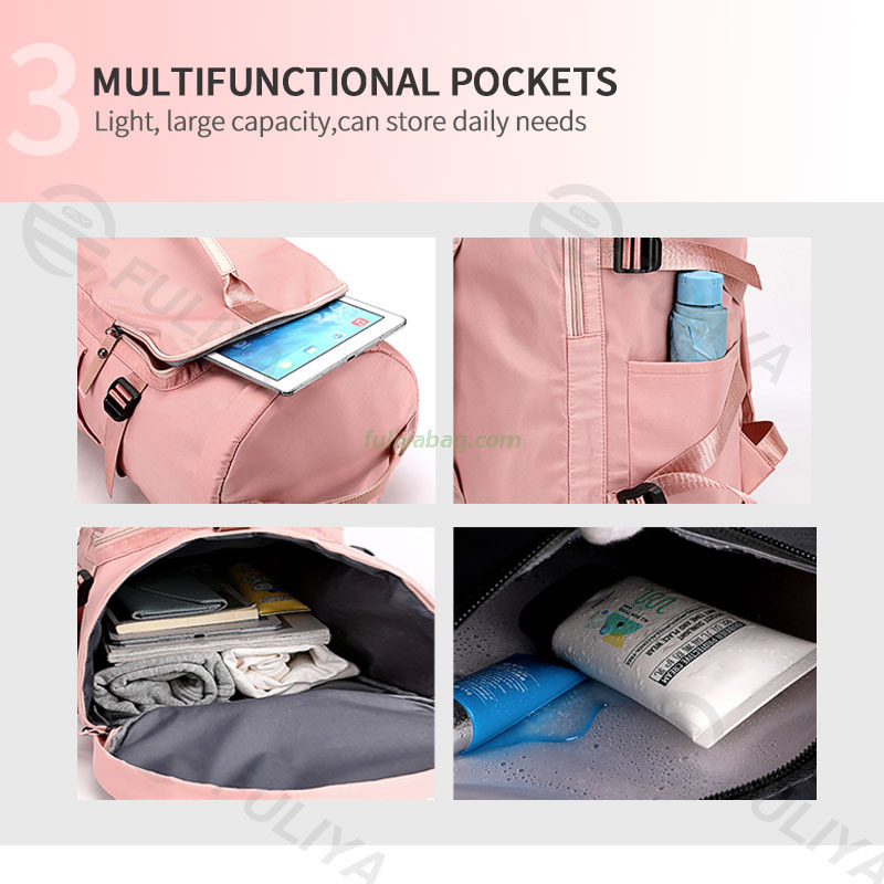 Custom Logo Fashionable PU Duffle Bag Portable Zipper Closure Shoe Compartment Sport Gym Travel Backpack for Men Women