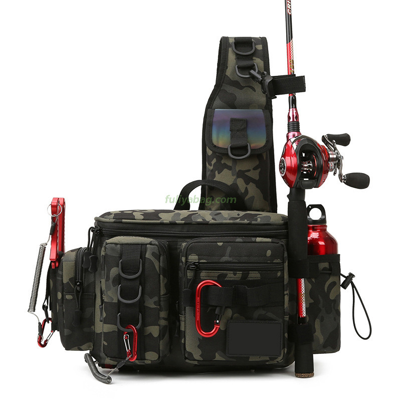 Wholesale Waterproof Oxford Camouflage Fishing Tackle Crossbody Bag Large Capacity Tactical Outdoor Fishing Rod Bag