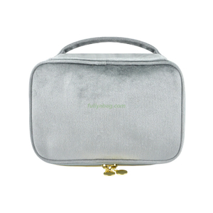 Custom Ladies Weekend Travel Handheld Zipper Cosmetic Storage Pouch Organizer Tote Bag Portable Velvet Makeup Pouch Bag