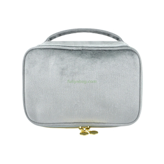 Custom Ladies Weekend Travel Handheld Zipper Cosmetic Storage Pouch Organizer Tote Bag Portable Velvet Makeup Pouch Bag