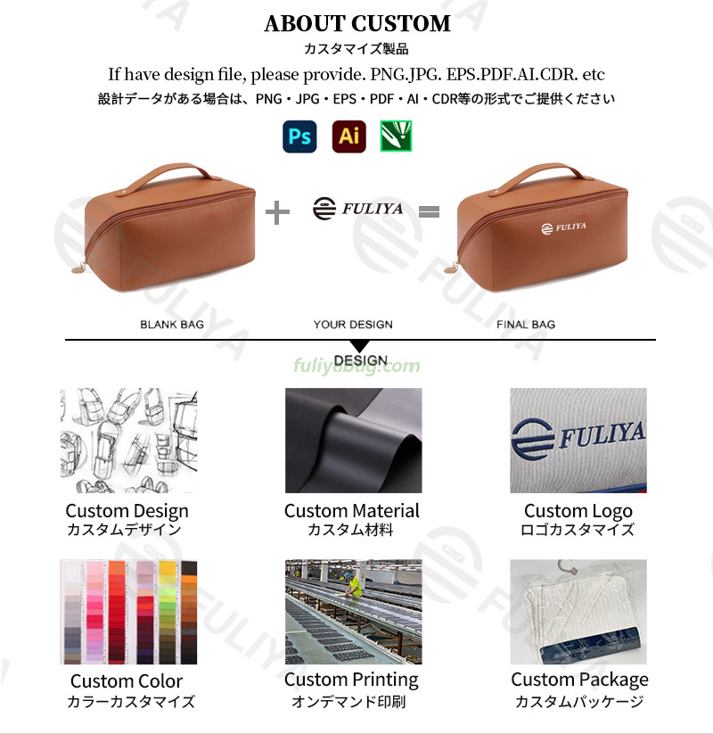 Women Beauty Cosmetic Bag Portability Travel Makeup Brush Bag PU Leather Waterproof Toiletries Storage Bag With Handle