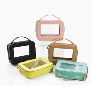 Luxury Custom Logo PVC Zipper Pouch Cases Toiletry Travel Makeup Bag Custom Portable Clear Cosmetic Bag With Logo