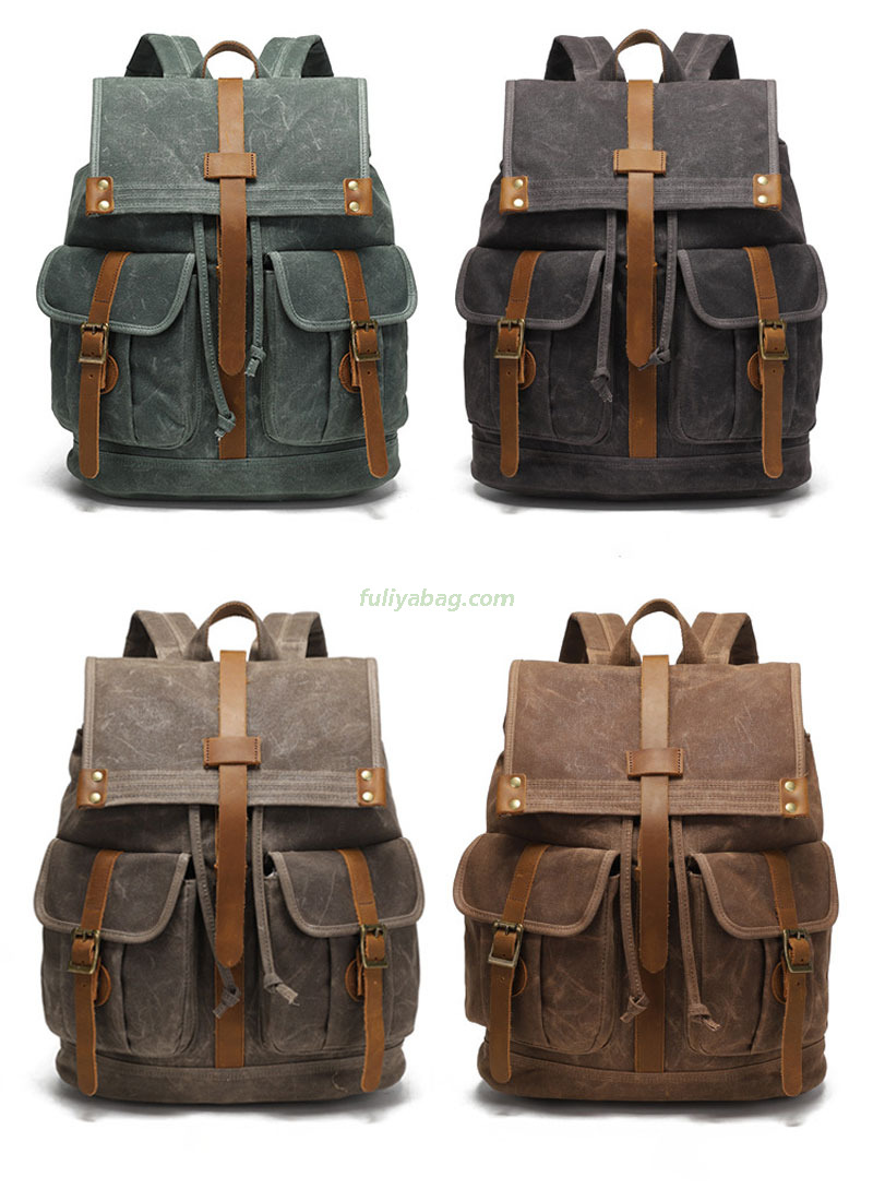 Custom Vintage Large Capacity Student Rucksack Waterproof Canvas Outdoor Daypack Sports Travel Hiking Backpack