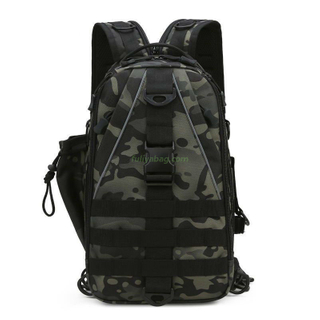 Outdoor Tactical Camouflage Fishing Rod Bag Waterproof Single Shoulder Fish Tackle Chest Bags Multi-purpose Backpack