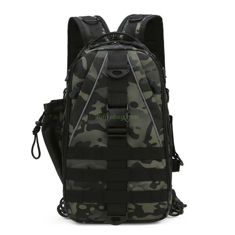 Outdoor Tactical Camouflage Fishing Rod Bag Waterproof Single Shoulder Fish Tackle Chest Bags Multi-purpose Backpack