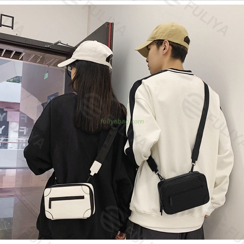 Customized Logo Trendy Soft Pu Casual Small Square Zipper Hand Bag Personalized Men Single Shoulder Crossbody Bag