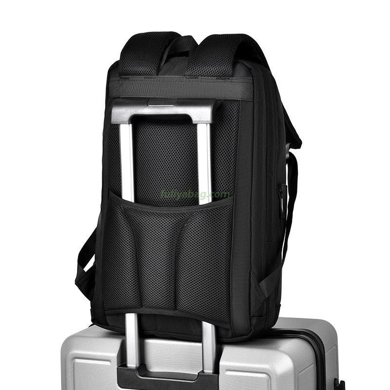 Large Capacity USB Charging Port Black Leather Backpack Business Waterproof Travel Laptop Backpack for Men