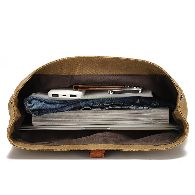 Vintage Camping Laptop Tote Bag Custom Waxed Canvas Satchel Single Shoulder Crossbody Messenger Bag For Men