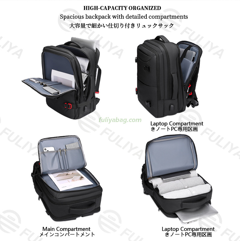 Men Women Expandable Business Waterproof Travel School Student Backpack Large Capacity Laptop Backpack With USB Charging