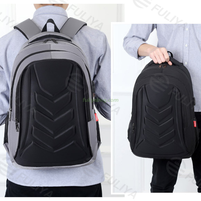 Factory Direct USB 17 inch EVA Polyester Fabric Custom Logo Shaped Business Laptop Backpack Bagpack Bag for Men