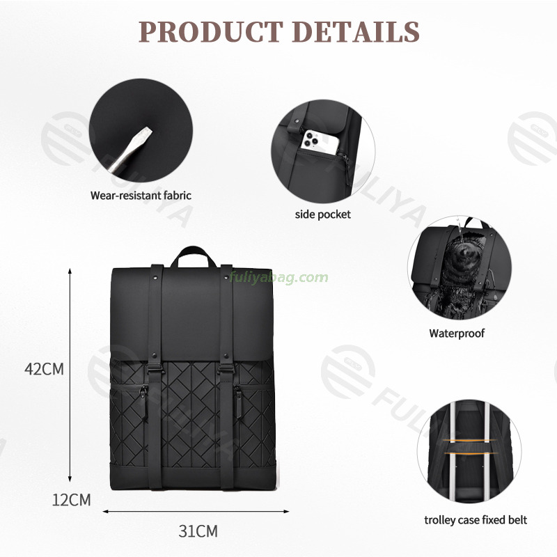 Computer Backpack Waterproof PU Leather Casual Business Notebook Interlayer Bag Laptop Backpack for Men