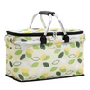 Customized Printed Foldable Picnic Basket Zipper Large Capacity Insulated Lunch Box Soft Tote Cooler Picnic Bag