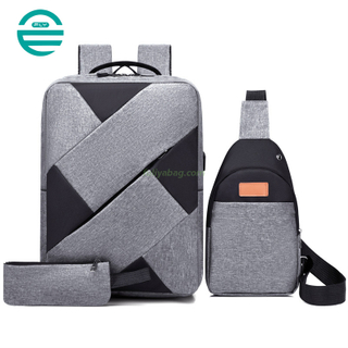 Custom New Backpack Business Notebook Bag Durable Large Capacity Casual Travel 3 Piece Set Laptop Backpacks