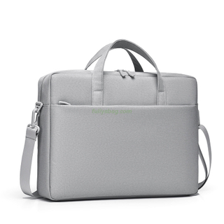 Unisex 14-17 Inch Laptop Shoulder Bag Large Capacity Waterproof Shockproof Polyester Lining Zipper Closure Briefcase