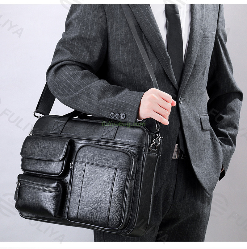 Men's Messenger Bag Office Work Shoulder Bag Computer Handbag Business Laptop Genuine Leather Briefcase