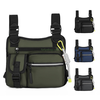 Custom Logo Portable Travel Waterproof Tactical Fishing Adjustable Belt Chest Sling Bag Men Sports Running Vest Bag