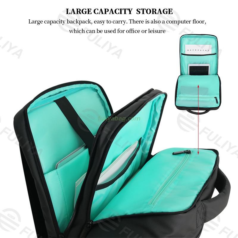 Unisex Laptop Zipper Bag Waterproof Fabric Customizable Logo Student Work Business Travel Laptop Backpack With USB