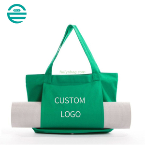 Custom Logo Portable Storage Gym Bag Large Eco Friendly Yoga Mat Carry Cotton Canvas Yoga Tote Bag with Pockets