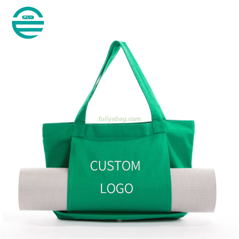 Custom Logo Portable Storage Gym Bag Large Eco Friendly Yoga Mat Carry Cotton Canvas Yoga Tote Bag with Pockets