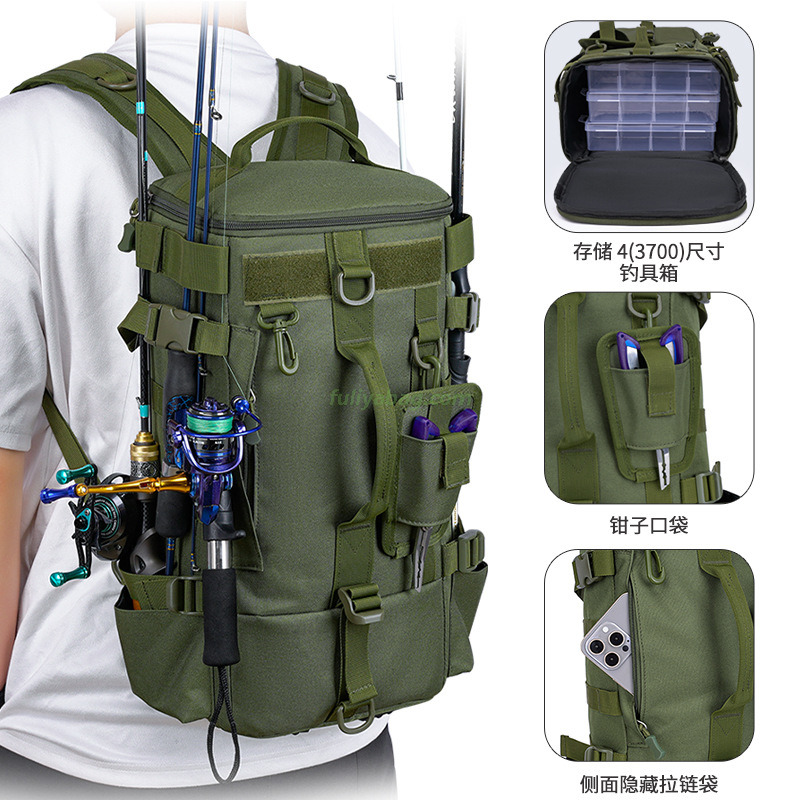 Waterproof Multi-functional Outdoor Portable Fishing Gear Rod Holder Bags Large Capacity Fishing Tackle Backpack