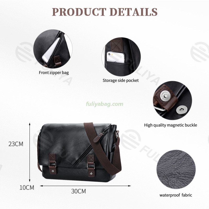 OEM ODM Luxury Handbags Waterproof PU Leather Casual Business Men's Messenger Crossbody Shoulder Document Bag