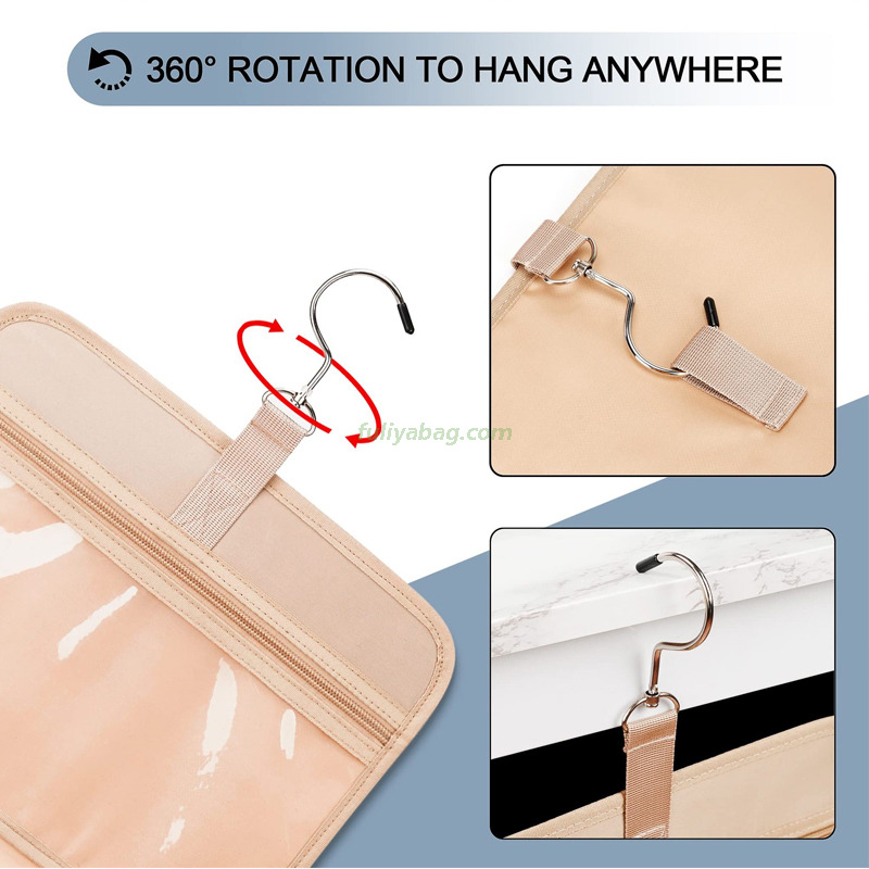 Multifunctional Hook Toiletry Bag Women Foldable Travel Jewelry Organizer Polyester Makeup Cosmetic Bag Case