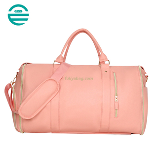 Wholesale Expandable Outdoor PU Leather Luggage Travel Folding Business Suit Bag Men Duffel Garment Travelling Bag