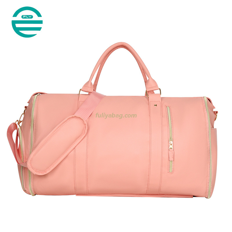 Wholesale Expandable Outdoor PU Leather Luggage Travel Folding Business Suit Bag Men Duffel Garment Travelling Bag