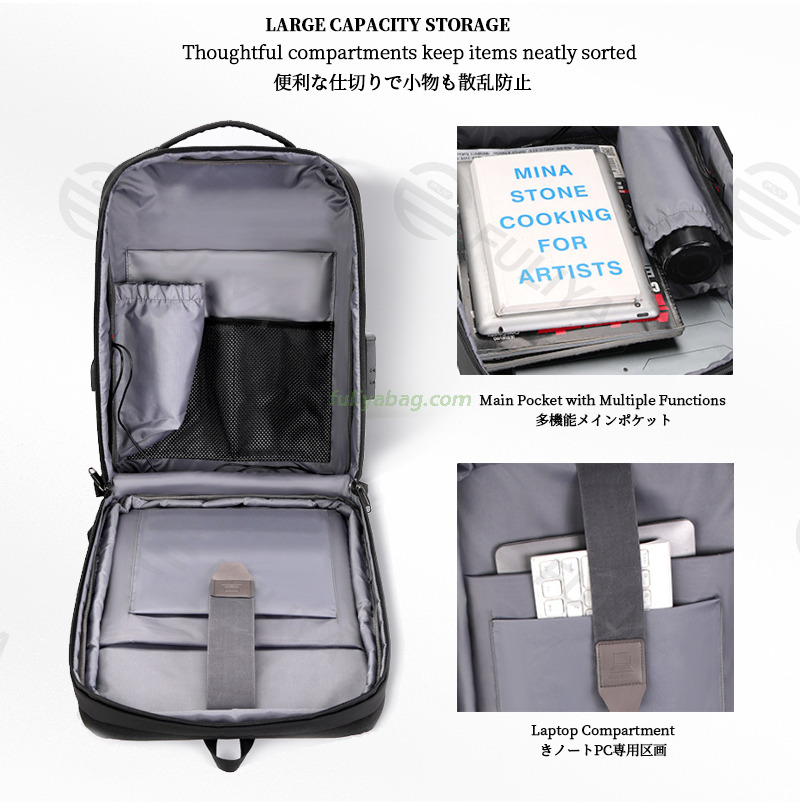 Luxury Durable Stylish USB Waterproof Anti-Theft School Travel Commuting Work Business Backpack for Mans Boys