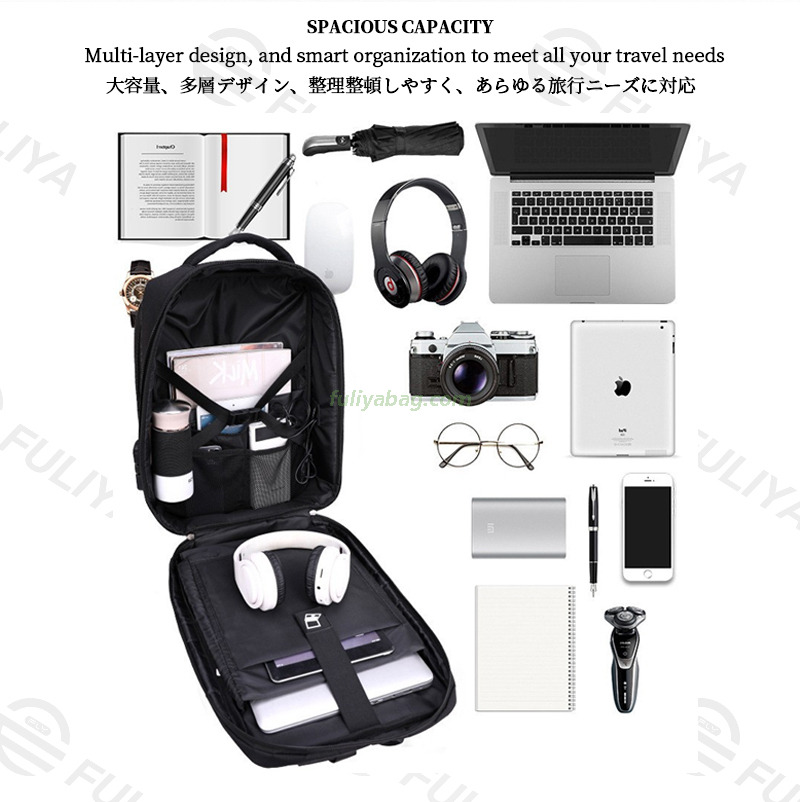 Anti Theft Waterproof Computer Backpack Large Capacity Custom Logo Business School USB Charging Port Laptop Backpack