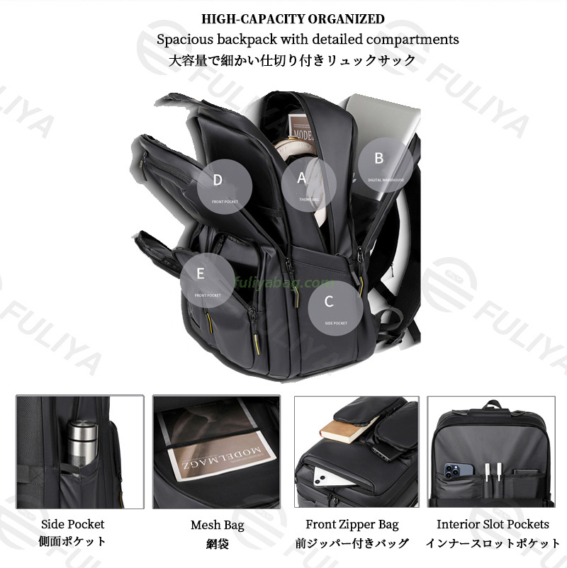 Casual Fashion Computer College School Bags Water-Resistant Film Business Laptop Bag Travel Backpack for Men Office
