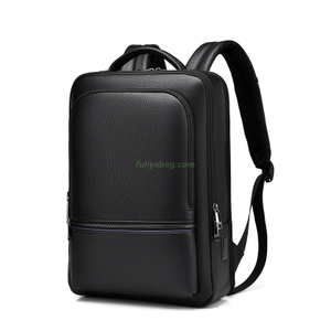 Custom High Quality Pu Leather Men's Computer Backpack Waterproof Classic School Travel Laptop Backpack With Usb Charging