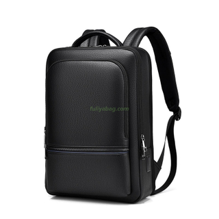 Custom High Quality Pu Leather Men's Computer Backpack Waterproof Classic School Travel Laptop Backpack With Usb Charging
