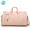Custom Logo PU Leather Outdoor Men Suit Garment Travel Duffel Tote Bag For Clothes Cover Foldable Travel Suit Bag