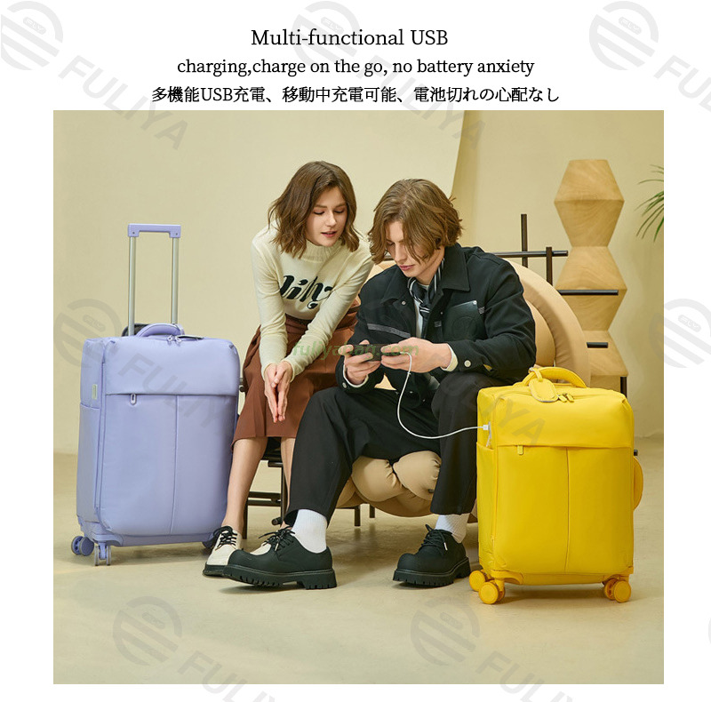 Custom Waterproof Nylon Lightweight 20" Business Carry on Trolley Case Luggage Bags Combination Cases Travel Suitcases