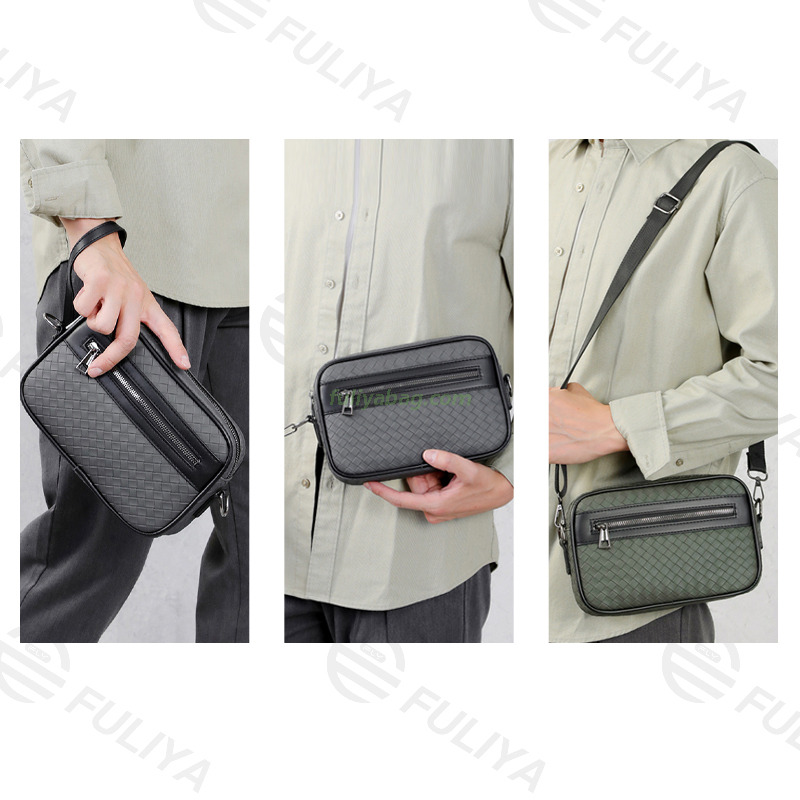 Wholesale Men Tote Handbags Casual Woven Single Shoulder Crossbody Bag Business Men Messenger Chest Bag