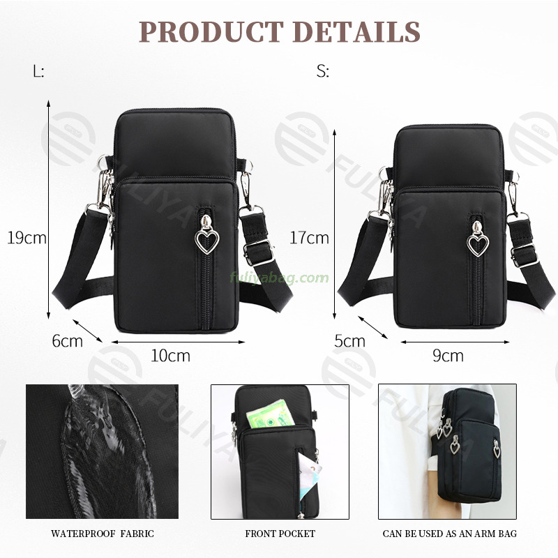 Luxury Fashion Nylon Custom Ladies Single Mobile Phone Bags Waterproof Small Women's Messenger Crossbody Bag