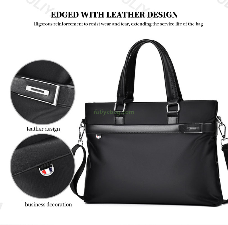 Custom Men's Business Handbag Black Blue Waterproof Oxford Carrying Case Protective Computer Bag 17.3 Inch Laptop Bag