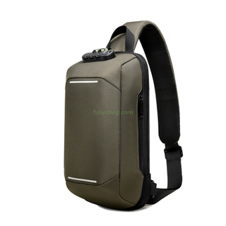 Wholesale Fashion Casual Polyester Anti-theft Men Chest Bag Multi-functional Waterproof USB Single Shoulder Sling Bag