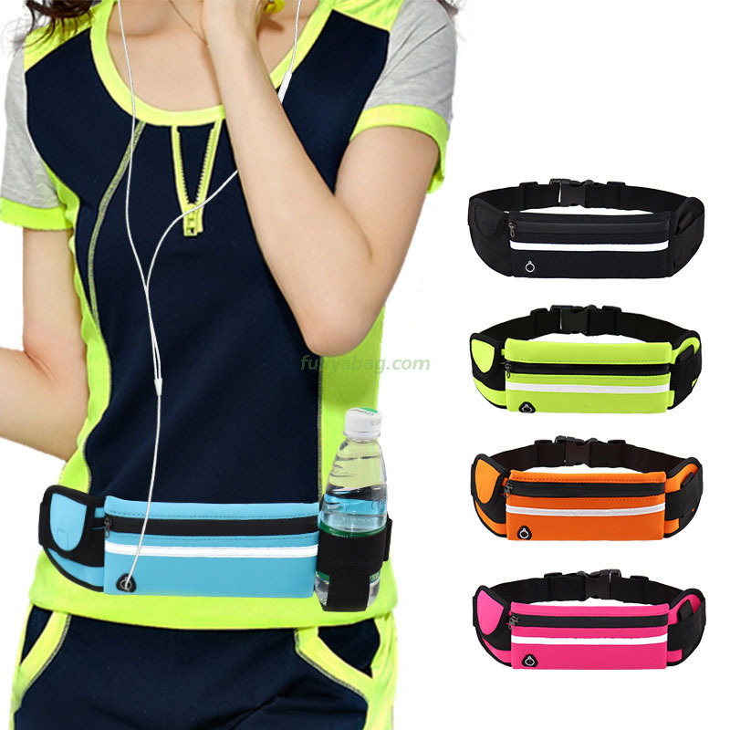 Custom Elastic Fanny Packs Waterproof Mobile Phone Holder Jogging Sports Running Belt Waist Bag With Water Bottle Holder
