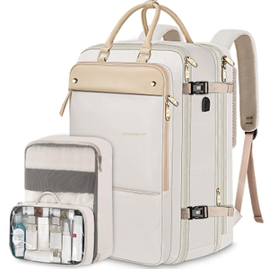 Custom Waterproof Men Women Expandable Flight Approved USB Backpack Shoes Compartment Business Travel Laptop Backpack