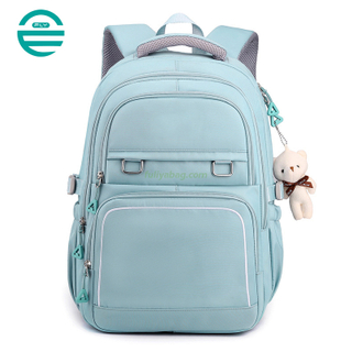 Customized Logo Lightweight Nylon Student Backpack Waterproof Large Capacity Beautiful Girls Pink School Bag