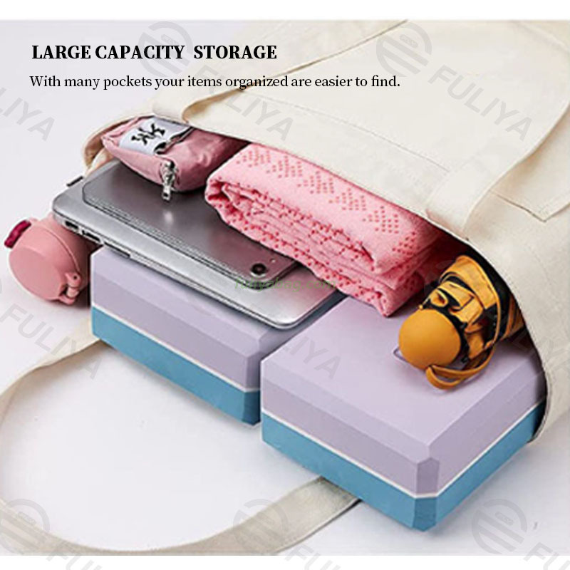 Custom Logo Portable Storage Gym Bag Large Eco Friendly Yoga Mat Carry Cotton Canvas Yoga Tote Bag with Pockets