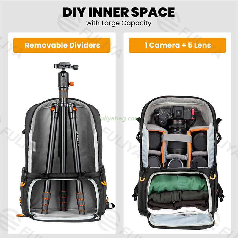 Custom Logo Travel Waterproof Large Photography Triangle Digital SLR Video Bag Camera Backpack with Laptop Compartment