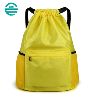 Custom Logo Casual String Knapsack Waterproof Sports Gym Drawstring Backpack Bag With Pocket for Swimming Beach